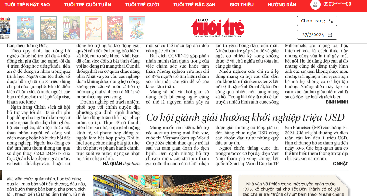 Tuoi Tre News article Startup World Cup Vietnam 2024 Synapse Studio